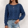 thumbnail image 5 of Snorda Sweaters for Women Roll Crew Neck Cable Knit Sweater Long Sleeve Loose Solid Pullover Thick Soft Textured Casual Vintage Sweaters for Fall Winter Warm Wear, 5 of 8