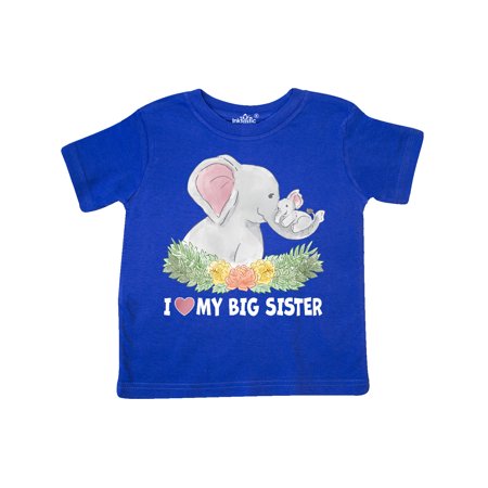 

Inktastic I Love My Big Sister with Elephant Family with Flowers Gift Toddler Boy or Toddler Girl T-Shirt