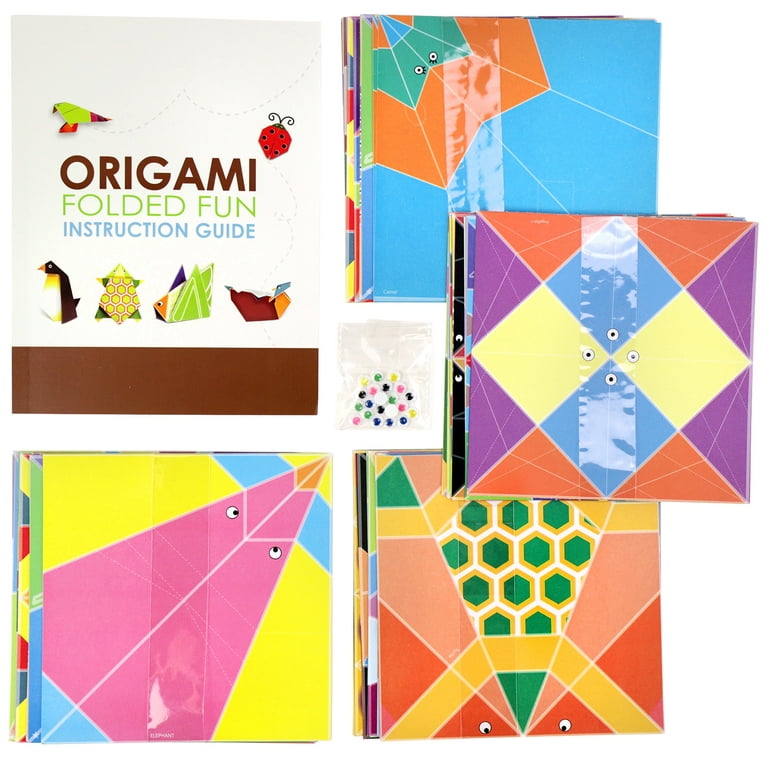 Yibeishu Origami Paper Kit with Instructions Book 20 Easy Origami Projects 6x6 inch Origami Paper Double Sided Square Colorful Folding Paper Set for