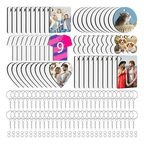 180 Pcs Sublimation Keychain Blanks,Double Sided Acrylic Rectangle Key Chains Bulk,for pwm25