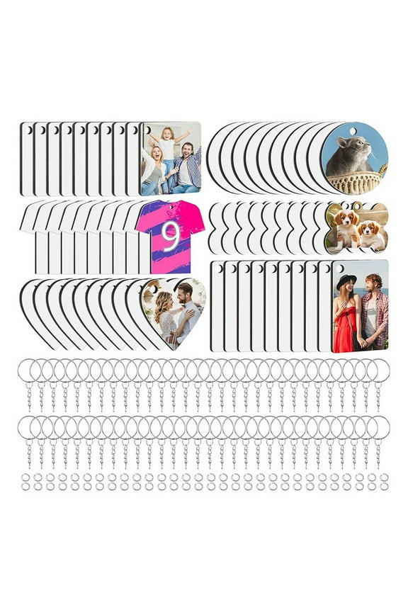 180 Pcs Sublimation Keychain Blanks,Double Sided Acrylic Rectangle Key Chains Bulk,for pwm25