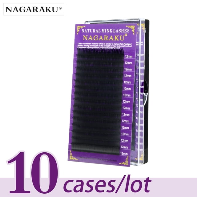 NAGARAKU Maquiagem 10 Estuches Pestañas Extensiones de pestañas individuales Suministros Luz natural suave Pestañas postizas Premium Mink Tan Jianjun unisex