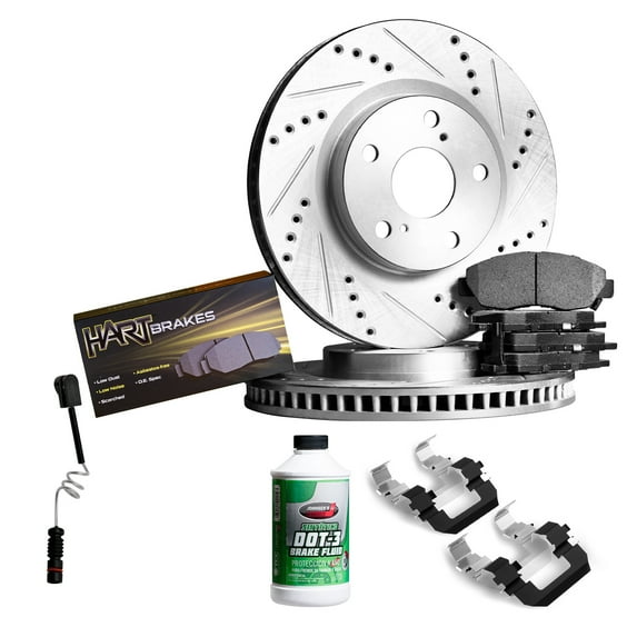 Hart Brakes Rear Brakes and Rotors Kit |Rear Brake Pads| Brake Rotors and Pads| Semi Metallic Brake Pads and Rotors| Hardware Kit and Brake Sensor - PHC1.31115.53