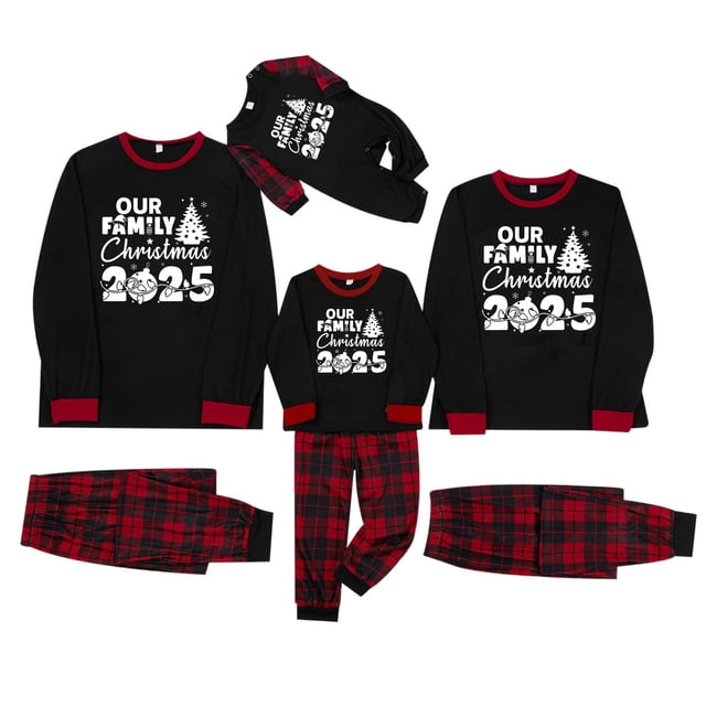 Zhanying Pyjamas de Noël Assortis pour Couples Pyjamas Ensemble de 2 Pcs Pyjamas Assortis de Noël Tenue d'Intérieur Ensemble Tenues de Noël Assorties Noir