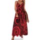 thumbnail image 1 of Vestido sin mangas con diseño floral polinesio en rojo y negro, vestido de fiesta, ropa de playa, 1 of 7