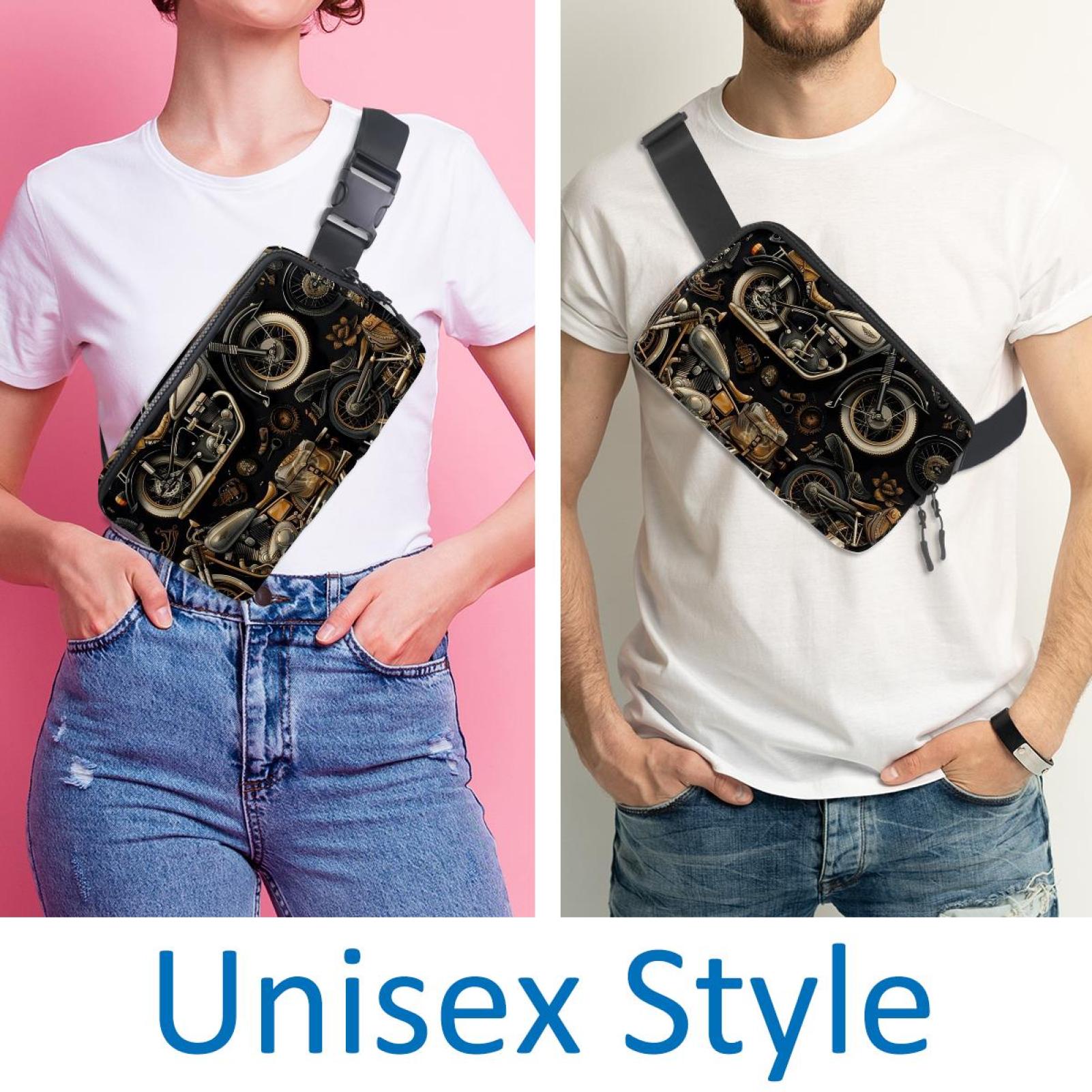 Motorcycle Versatile Lightweight Sling Bag Fanny Pack Cross Body Bag with Adjustable Extension Strap for Unisex