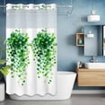 thumbnail image 6 of Spring Plant Fantasy No Hooks Shower Curtain with Snap-in Liner Watercolor Gradient Green Eucalyptus Leaf Shower Curtains for Bathroom, Waterproof, Easy Install, Washable 36"x72", 6 of 9