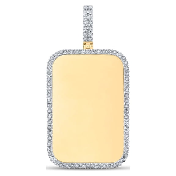 10kt Yellow Gold Mens Round Diamond Dog Tag Charm Pendant 1/4 Cttw