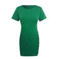 thumbnail image 3 of B91xZ Robes Printemps Été pour Femmes 2024 Col Rond Manches Courtes Robes d'Été Couleur Unie Décontractées Midi Amples, Vert S, 3 of 5