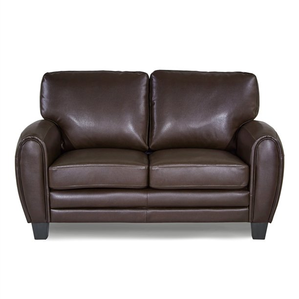 Lexicon Rubin Faux Leather Loveseat in Dark brown