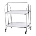 thumbnail image 2 of Storage Rolling Cart 2 Tier Glass Utility Organization Mobile Shelving for Bedroom Living Room Dining Room, 2 of 12