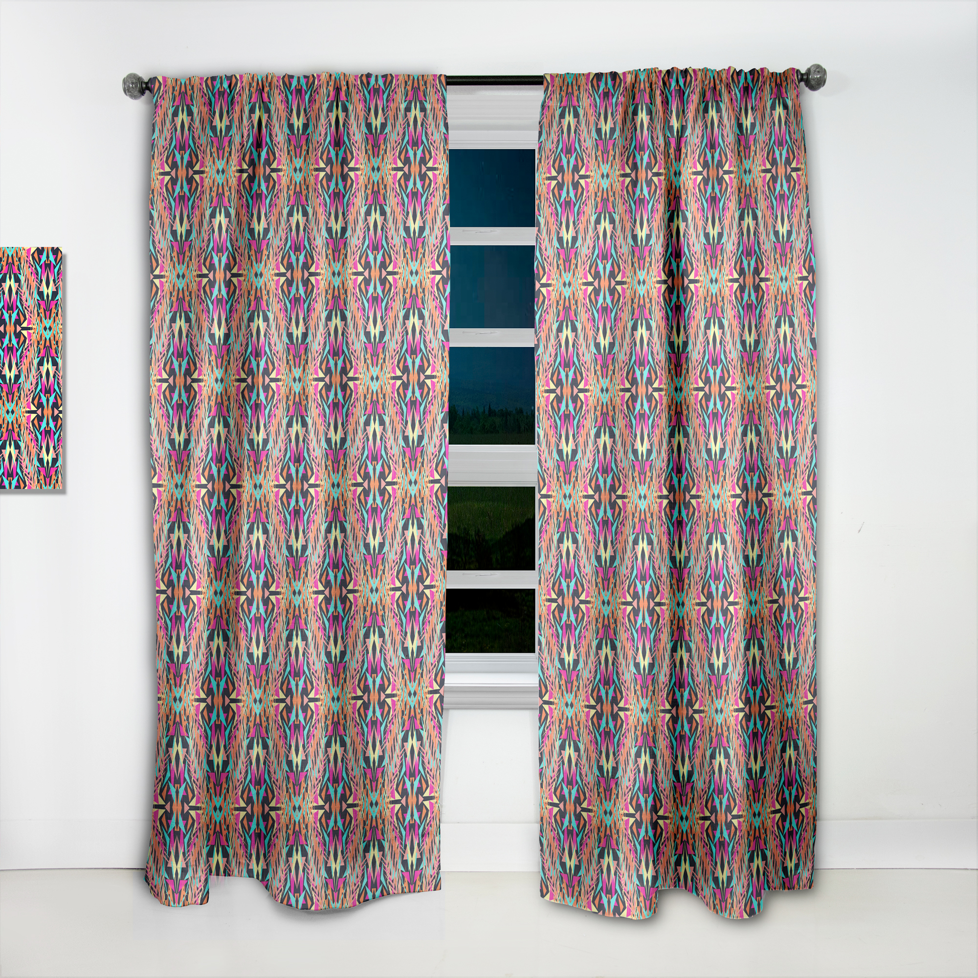 Designart 'Electro Boho Color Trend Pattern' Bohemian & Eclectic Curtain Panel