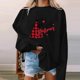 thumbnail image 3 of Gibobby Sudaderas para mujer navidad Navidad para mujer cuello redondo sudadera sólida Tops lindos manga larga suelta moda sudadera(Negro,CH), 3 of 5