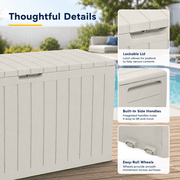Seizeen Outdoor Storage Box, 75Gal Resin Deck Box for Cushions/Pool Accessories, Waterproof Patio Storage Bench for Indoor Garden Poolside, Max Weight Capacity 450lbs, Beige