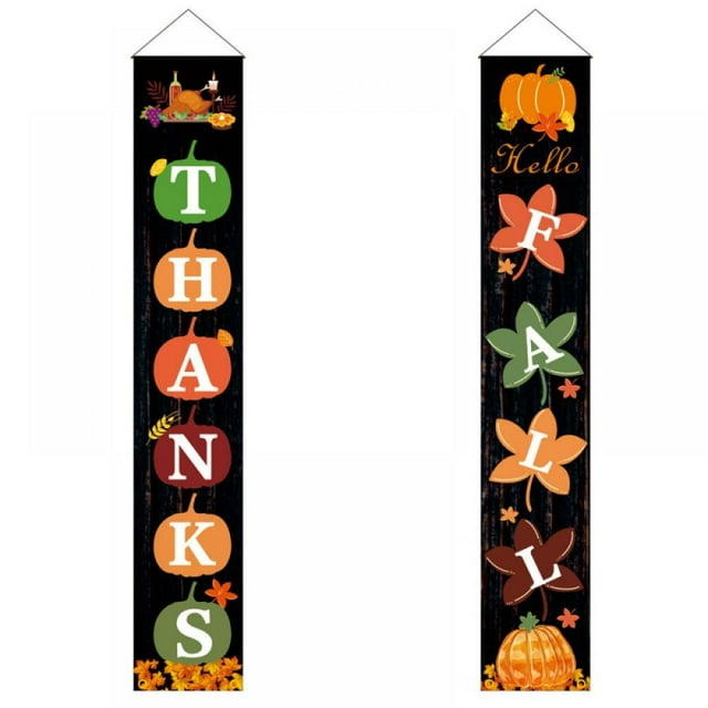 Happy Thanksgiving Banner Porch Sign - 72x12 Inch Thanksgiving Decorations Outdoor Thanksgiving Banners Front Porch for Fall Party Decorations