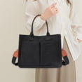 thumbnail image 2 of W-945 Black Canvas Tote Bag Black For Daily Use Stylish Design For Outfits Easy To Maintain Wipe Clean #21VVP, 2 of 6