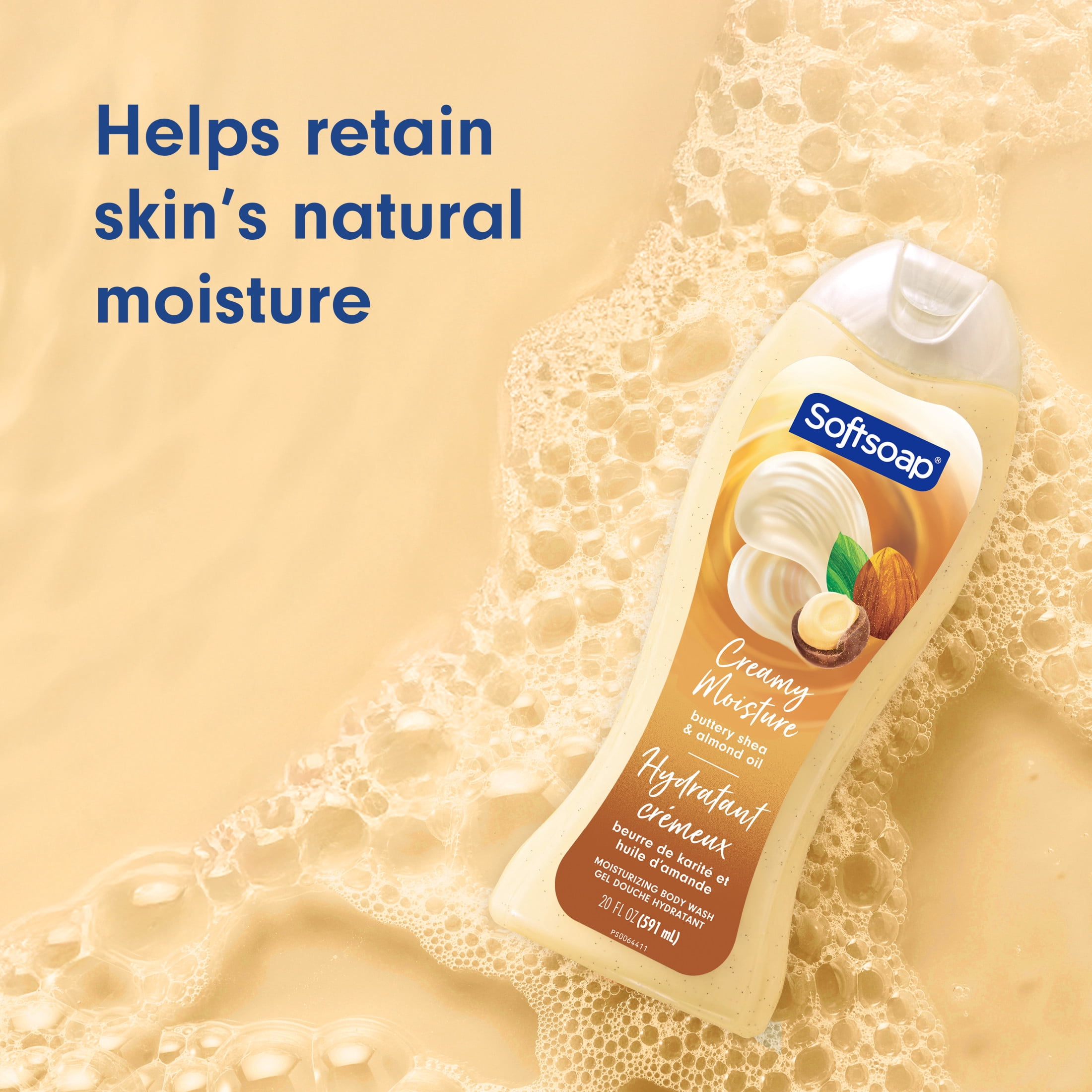 Softsoap Creamy Moisture Body Wash, pH Balanced Moisturizing Body Wash, Buttery Shea and Almond Oil Scent, 20 fl oz (4 Pack)