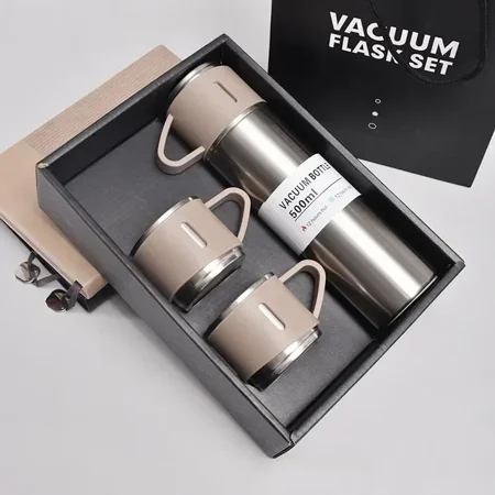 

500ML 304 Stainless Steel Vacuum Insulated Bottle Gift Set - Office Business Style Coffee Mug Thermos Flask - Portable Carafe