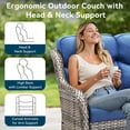 thumbnail image 3 of Unnifurnzi Outdoor Sofas All Weather Wicker Outdoor Couch with 6 Inch Thick Cushions Outdoor Furniture Couch for Porch Poolside Balcony-Gray/Blue, 3 of 7