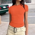 thumbnail image 2 of Women’S Slim Tops Long Sleeve Round Neck Crop Top Tee Shirt Basic Solid Tight Slim Fit Cropped Shirt Workout Yoga, 2 of 4