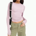 thumbnail image 2 of Towmus Womens Long Sleeve Shirts Crop Tops Crew Neck Going Out Basics Tees Trendy Winter Clothes, 2 of 5