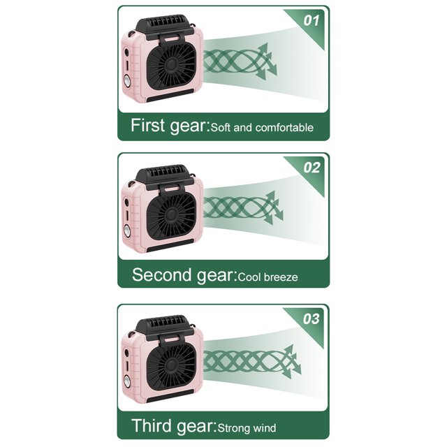 Pequeños Ventiladores Ventilador portátil con clip para la cintura Ventilador USB recargable montado en la cintura para viajes (rosa) Libre de BPA