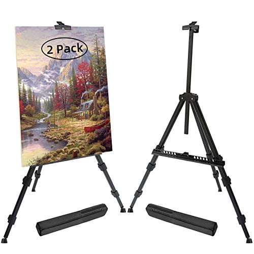 72 Inches Tall Folding Easel Stand for Display, Aluminum Metal Tripod Art Easel Adjustable Height from 22-72 - Instant Poster Easels for Painting Canvas - Floor Standing Easel Wedding Sign 2 Pack