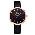 thumbnail image 1 of Reloj de pulsera de cuarzo informal con cinturón de cuero artificial de aleación femenina personalizado (negro), 1 of 4