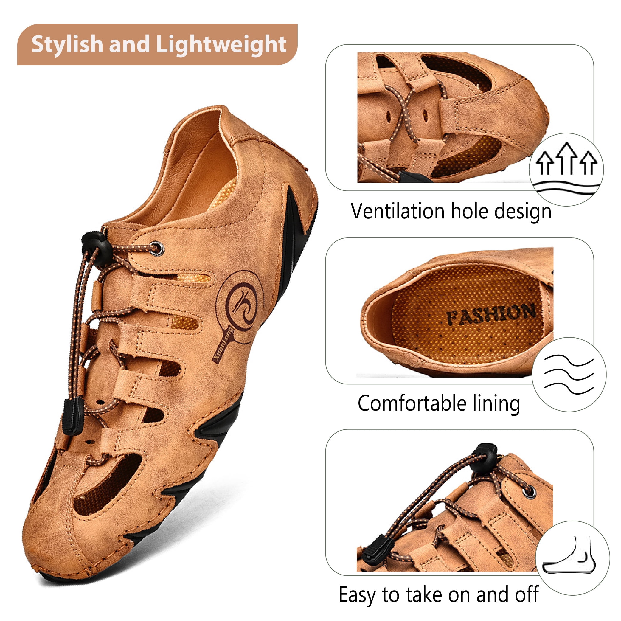 Mens Closed Toe Sandals Outdoor Sports Lightweight Beach 