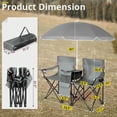 thumbnail image 2 of Portable Outdoor 2-Seat Camping Folding Chair with Adjustable Sun Umbrella - Heavy Duty Foldable Beach Chairs with Storage Pocket and Cup Holders for Patio/Pool/Park, Grey, 2 of 9