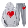 thumbnail image 2 of BUIGTTKLOP Womens Heartbeat Print Hoodie Sweatsuits 2 Piece Tracksuit Sets Casual Sweatshirt and Sweatpants Jogger Workout Outfit, 2 of 5