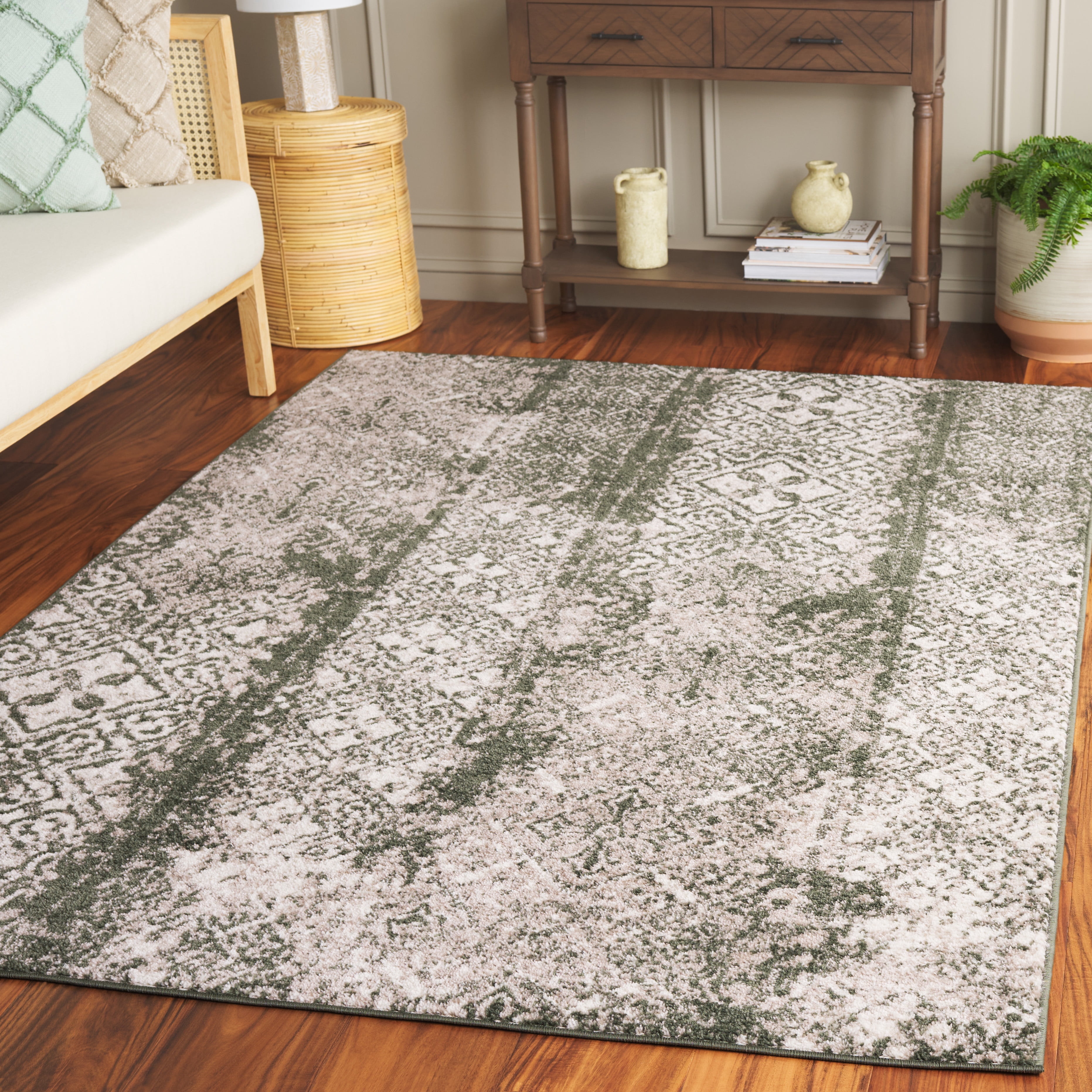 SAFAVIEH Adirondack Montague Geometric Area Rug, Dark Green/Ivory, 5'1" x 7'6"