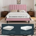 thumbnail image 6 of Einfach Full Size Platform Bed Frame with Upholstered Velvet Vertical Headboard, Pink, 6 of 7