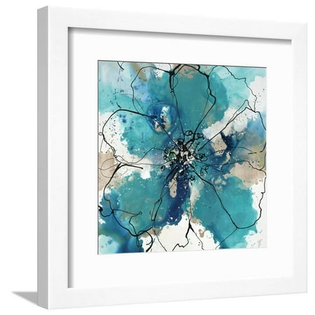 Allure Framed Art - Allure IV Abstract Bohemian Flower Blue Floral Framed Print Wall Art By Rikki Drotar