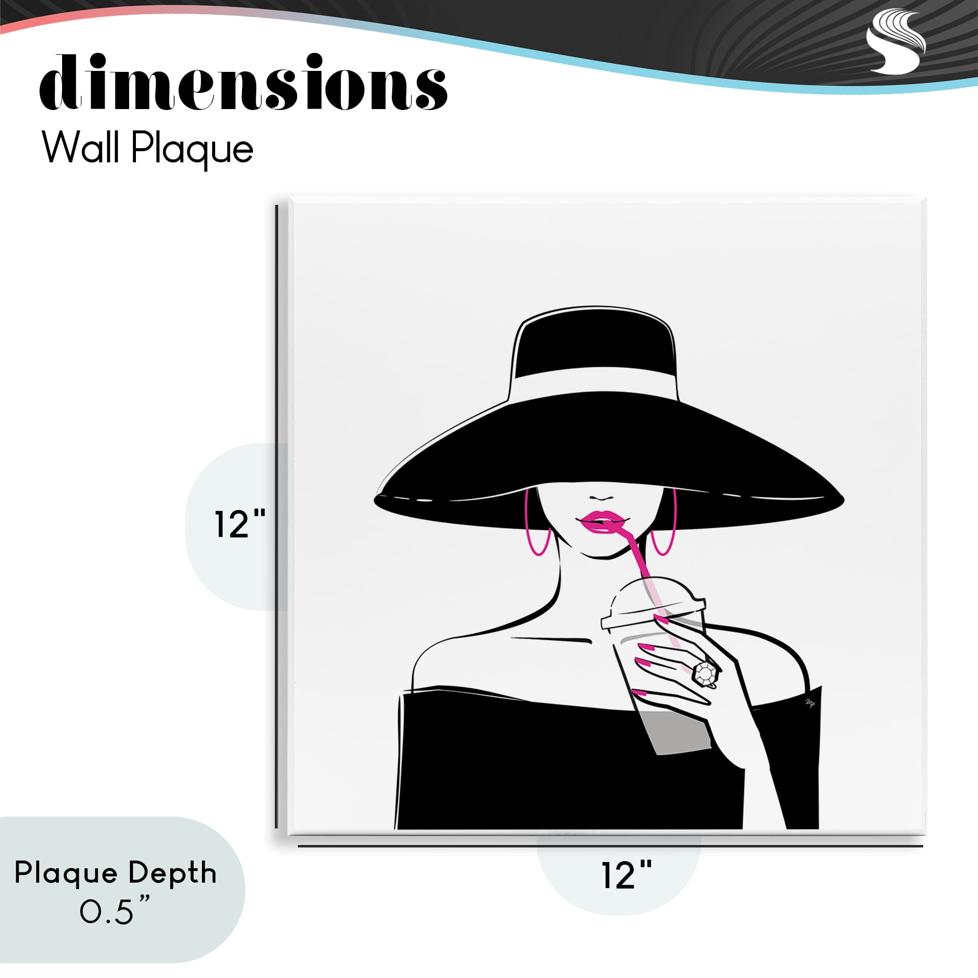 Stupell Industries Chic Black Hat Sipping Coffee Wall Plaque Art, design by Martina Pavlova
