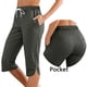thumbnail image 2 of Pantalones de Cintura Elástica para las Mujeres Color Sólido Deportes Capris con Bolsillos Laterales, Mujeres Cintura Elástica Capris Casual Salón Bottoms de Verano, 2 of 7