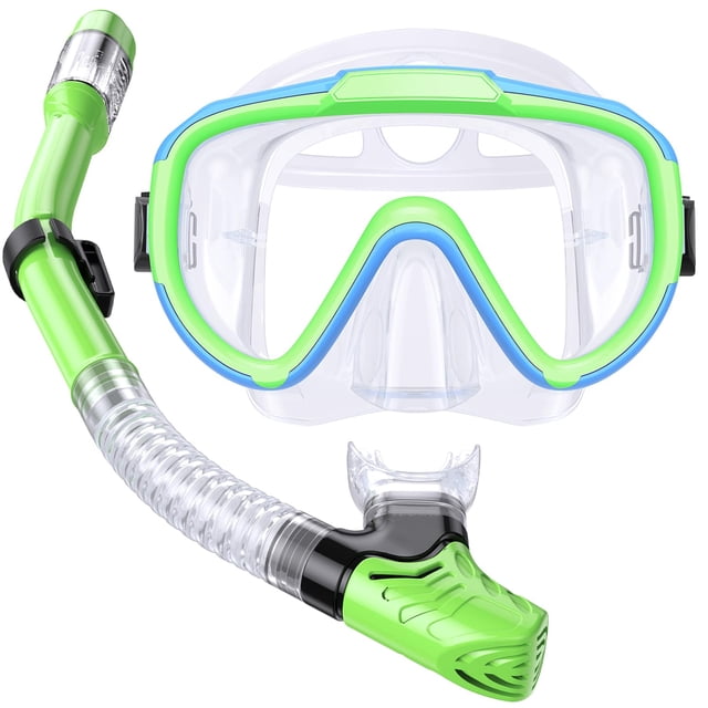 Conjunto de Snorkel Seovediary para Niños con Vidrio Panorámico Antivaho 4-16 años