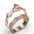 thumbnail image 3 of Boho & hippie 2.10 Carat Pear Cut Morganite And Diamond Moissanite Unique Engagement Ring, Wedding Ring, Inspired And Branch Ring in 925 Sterling Silver With 18k Rose Gold Plating, Trio Ring Set, 3 of 4