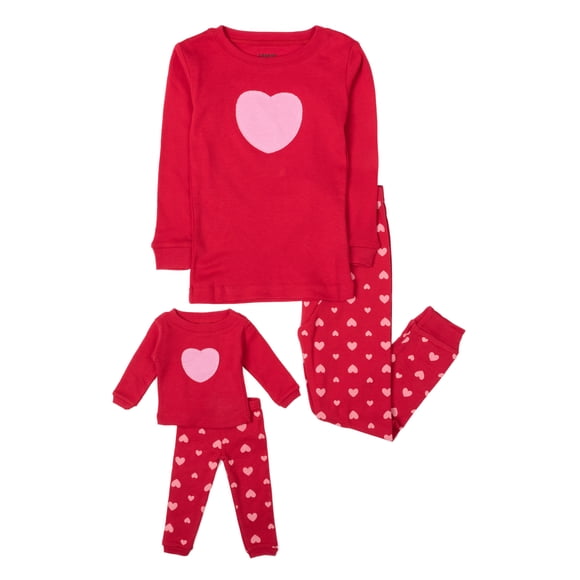 Pijama Leveret de algodón para niña y muñeca con camisa de manga larga