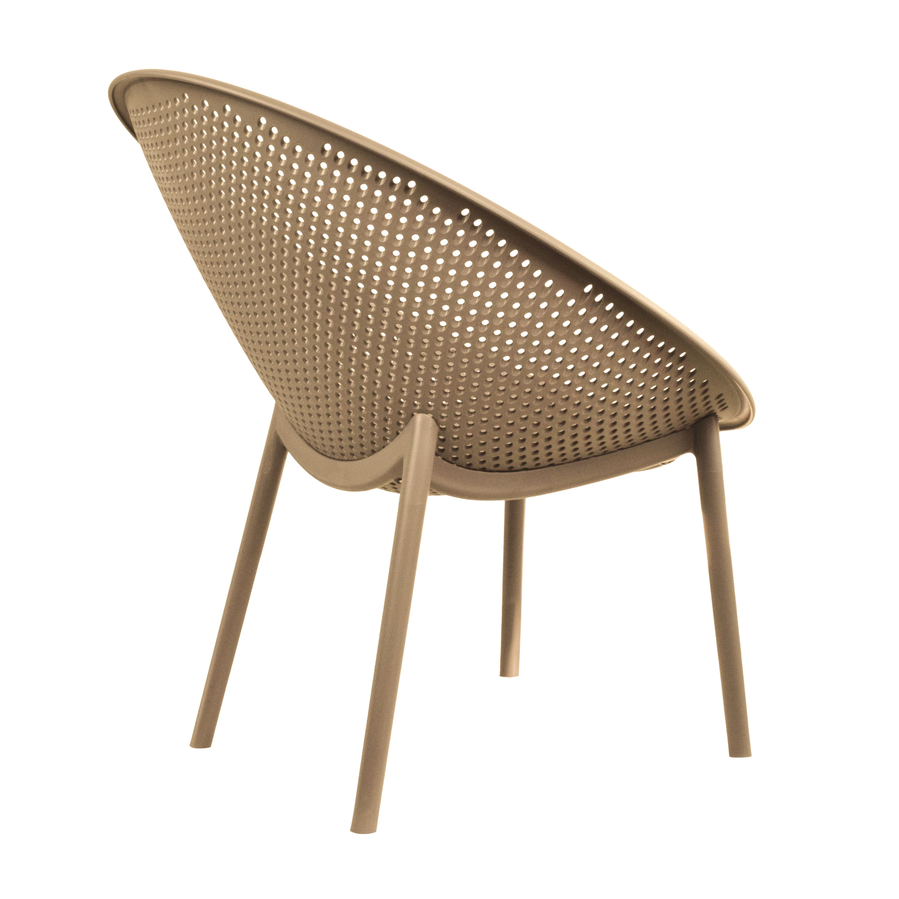 2xhome Set of 2 Modern Patio Chairs, Oval Acepulco With Dots Round Shape Contemporary Plastic Armless Dining Accent Chairs for Kitchen Living Room or Outdoor, Beige