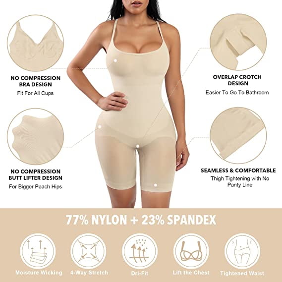 Shapewear body, without cups, belly, waist and buttocks control