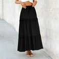 thumbnail image 2 of BLVB Boho Skirt for Women Elastic Waist Drawstring Ruffle Tiered A-Line Flowy Beach Vacation Maxi Long Skirts, 2 of 6