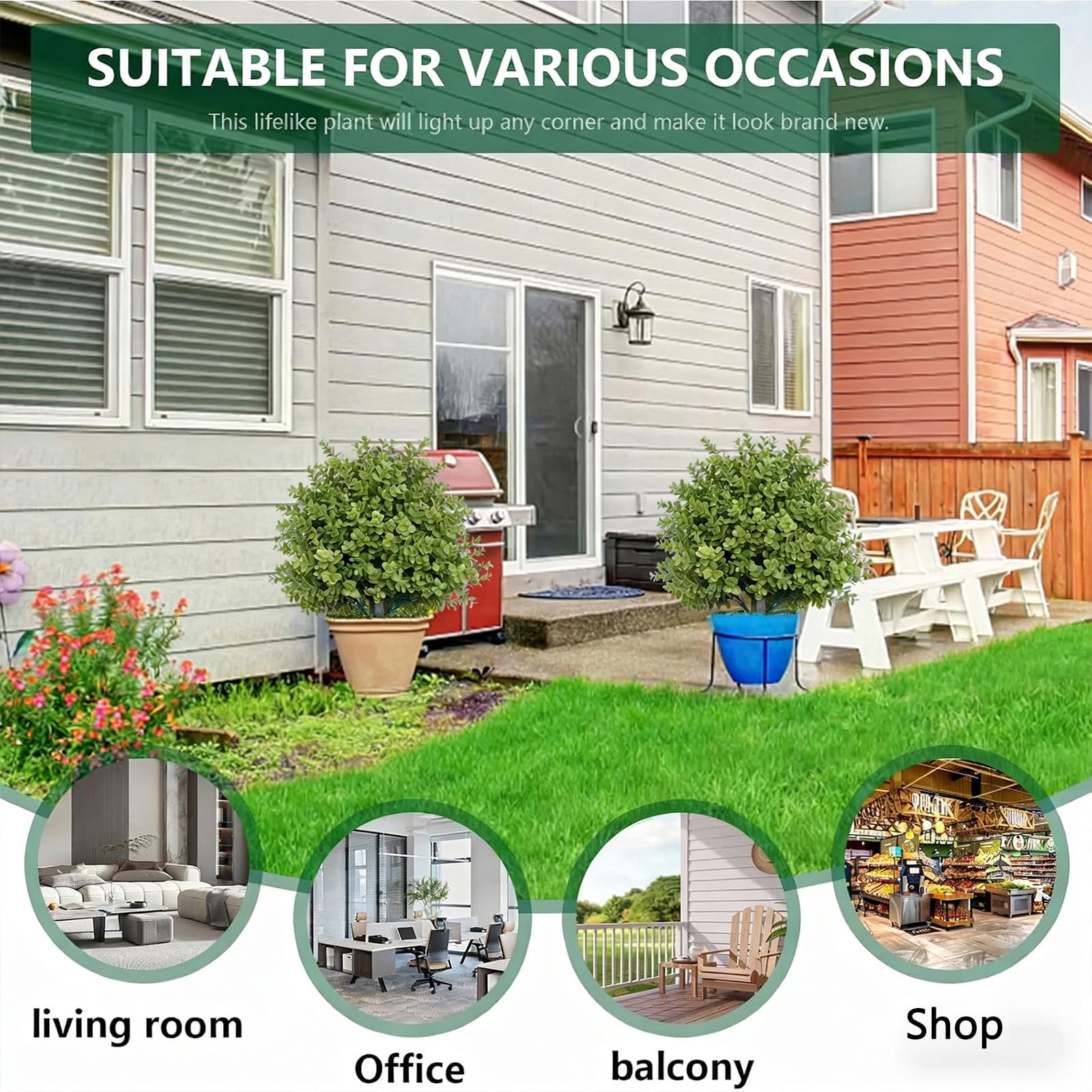 SHIMELE Artificial Eucalyptus Tree, Fake Eucalyptus Plant, Realistic Greenery Shrub, UV Resistant Outdoor Decor for Garden Landscaping, Yard, Patio