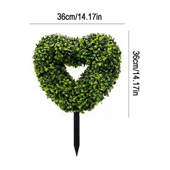 14.17Inch Boxwood Heart Topiary Outdoor, 2 Sets Valentine's Day Heart Shaped Topiary Trees, Artificial Greenery Decorations Heart Ball Planter Pots, Faux Plant for Indoor & Home Decor