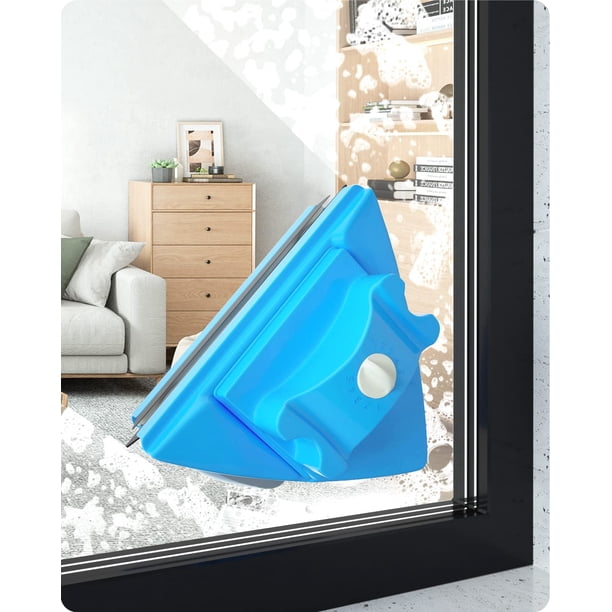 Limpiador de ventanas magnético de doble cara, cepillo de lavado de deslizador de limpiaparabrisas de vidrio de ventana doble magnético ajustable para ventanas acristaladas de gran altura y