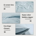 thumbnail image 4 of NEXHOME PRO Duvet Cover Set 100% Washed Cotton 3 Pieces Linen Breathable Soft Durable Duvet Cover Bedding Set with Zipper Closure, King Size Light Baby Blue(Comforter Not Included), 4 of 5
