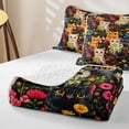 thumbnail image 4 of jejeloiu Cartoon Cat Wildflower Bed Spread Queen Kids,Colorful Garden Print Queen Coverlet Set,3 Pieces, 4 of 7