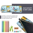 thumbnail image 5 of Rateoe Building Truck Print Leather Pencil Case with Smooth Zipper, Compact Storage for Writing Tools & Art Supplies, 8.26" x 1.96" x 2.16", 5 of 7