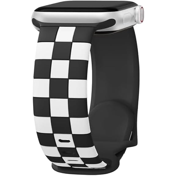 Checkered Band Compatible with Apple Watch Bands for Women 40mm 41mm 42mm 38mm 44mm 45mm 46mm 49mm Men, Cute Soft Silicone Dressy Strap for iWatch Bands Series 11 10 SE 9 8 7 6 5 4 3 2 1 Ultra 2