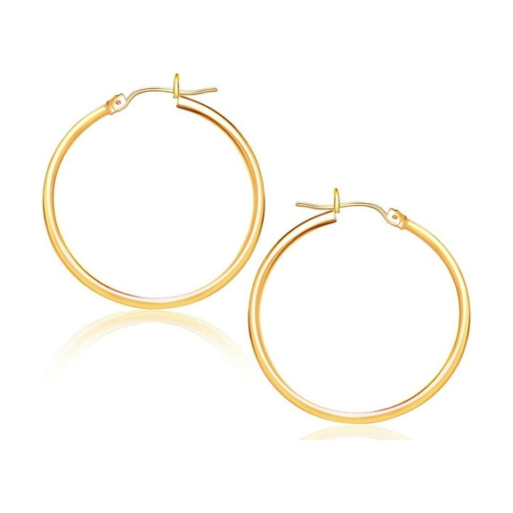 14k Yellow Gold Polished Hoop Earrings (40 mm)